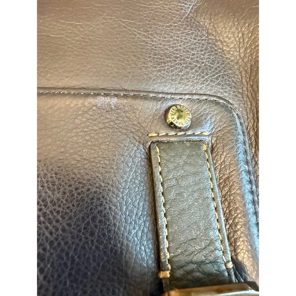Ted Baker London Mens Blue Leather Messenger Bag Satchel Crossbody Briefcase